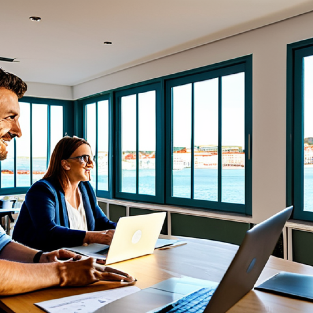 Coordinated Marketing & PR Meeting**

"A bright, modern marketing and PR team meeting in Lisbon, Portugal. Professionals are collaborating over digital marketing campaign analytics and press release strategies. The scene shows a diverse group in business casual attire, fully clothed, examining graphs and laptops. Sunlight streams through large windows overlooking the Tagus River. The atmosphere is collaborative and energetic. Safe for work, appropriate content, professional environment, perfect anatomy, correct proportions, well-formed hands, natural pose, family-friendly, high quality."

**