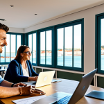Coordinated Marketing & PR Meeting**

"A bright, modern marketing and PR team meeting in Lisbon, Portugal. Professionals are collaborating over digital marketing campaign analytics and press release strategies. The scene shows a diverse group in business casual attire, fully clothed, examining graphs and laptops. Sunlight streams through large windows overlooking the Tagus River. The atmosphere is collaborative and energetic. Safe for work, appropriate content, professional environment, perfect anatomy, correct proportions, well-formed hands, natural pose, family-friendly, high quality."

**