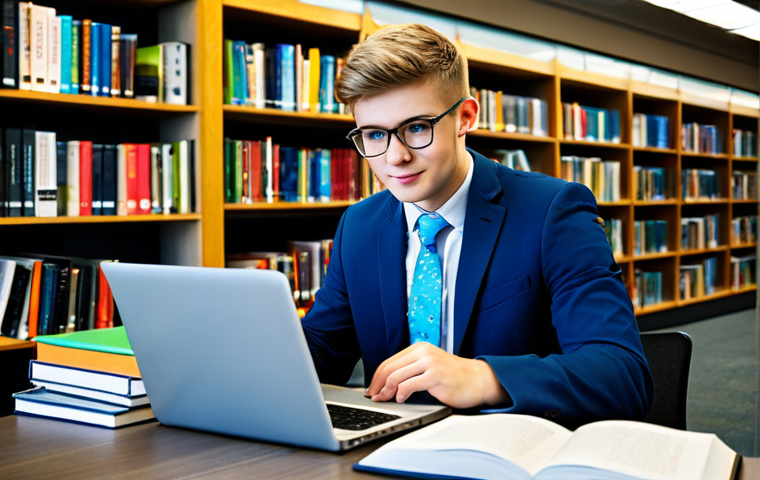 브랜드 마케터의 커리어맵 만들기 - Aspiring Marketing Professional**
"A young, enthusiastic marketing student in a modern library, stu...