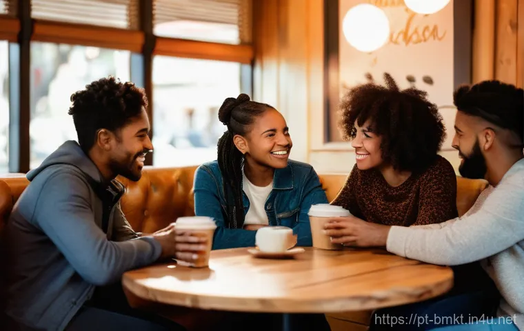 브랜드 마케터를 위한 커뮤니케이션 전략 - **Prompt:** A diverse group of adults, elegantly dressed in smart casual attire, stands in a brightl...