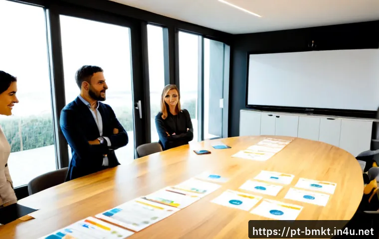 Home 15 브랜드 마케팅 포지셔닝 전략 - Photorealistic brand positioning strategy meeting in a modern Lisbon creative office, diverse Portug...